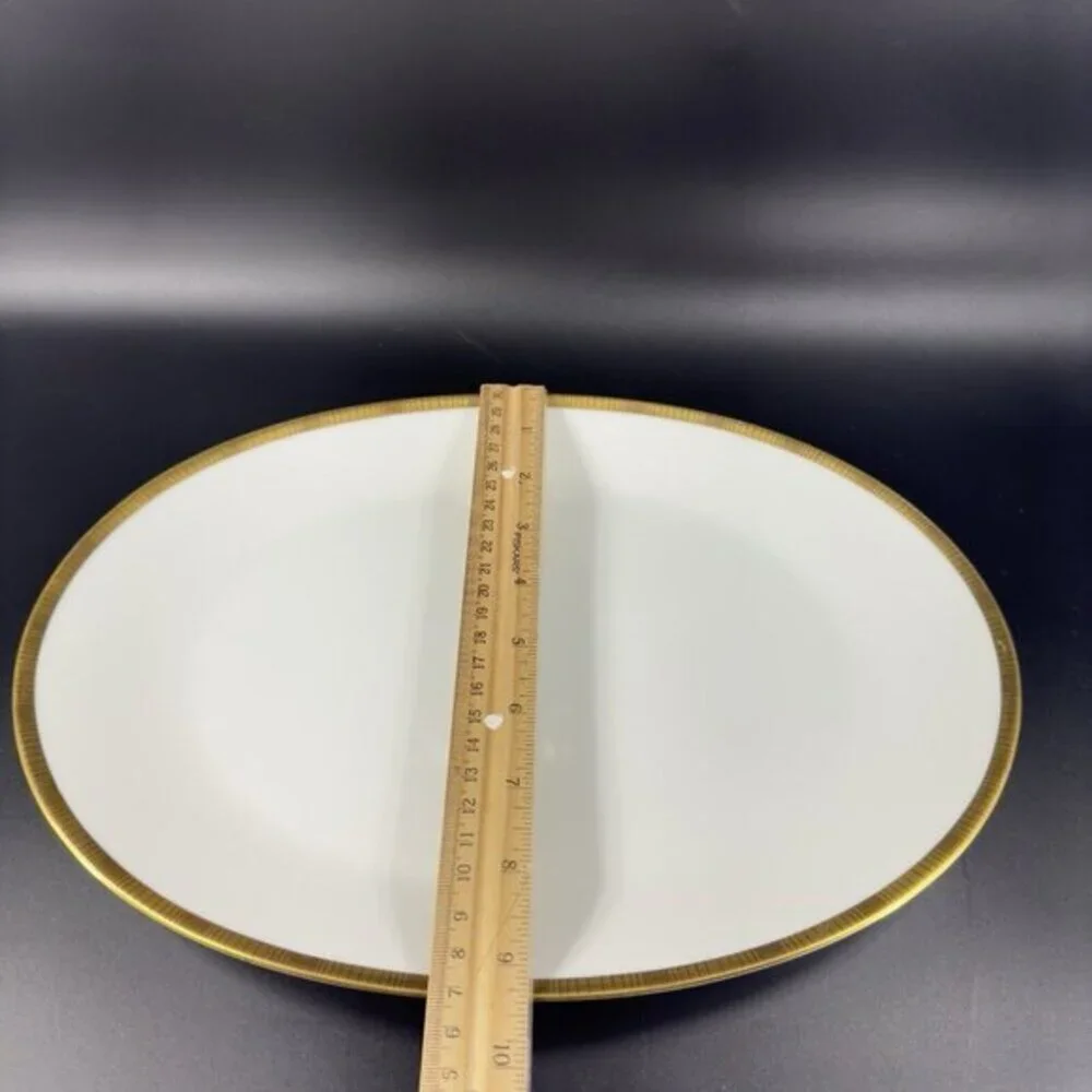 Rosenthal Germany 3680 White Gold BandBlack Lines Oval Serving Tray Platter 13in